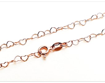 3.3mm Herzen Kette 18K Rose Gold vergoldete 925 Silber Herz Celebrity Kette 35cm 40cm 45cm 50cm 55cm 60cm 70cm Sterlingsilber Halskette