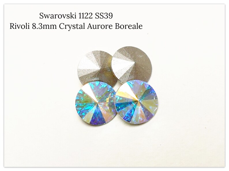 Boucles D'oreilles Clous En Argent 925 – Cristal Autrichien Rivoli 8mm, Couleur Vitrail – Neuf Avec étiquettes