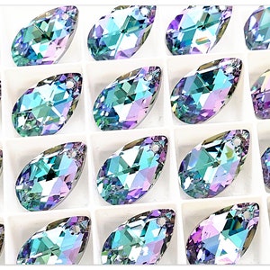 Swarovski Elements, 6106, Pear-shaped Vitrail Light, Swarovski Pear, Swarovski crystal, black crystal, 16mm crystal, 22mm crystal