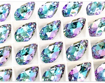 Swarovski Elements, 6106, Pear-shaped Vitrail Light, Swarovski Pear, Swarovski crystal, black crystal, 16mm crystal, 22mm crystal