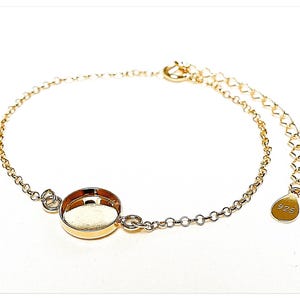 Base per bracciale Rolo in argento placcato oro giallo 24 carati, cabochon rotondo da 6 mm, 8 mm, 10 mm, 12 mm, 14 mm, 18 mm, incastonatura in resina epossidica.