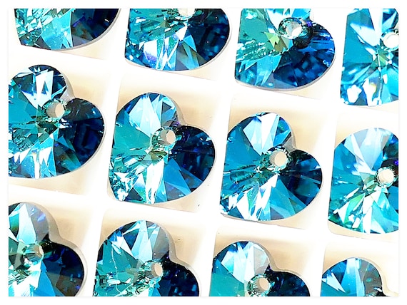 Swarovski 6228 Heart Crystal Bermuda Blue 10mm Kristall 14mm Kristall Swarovski Herz Swarovski Heart 18mm Kristall Türkises Kristall