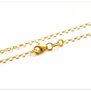 2mm Oval Rolo 24K yellow Gold plated 925 Silver Chain 35cm 40cm 45cm 50cm 55cm 60cm 70cm 80cm Real Sterling Silver Pea Rollo Necklace