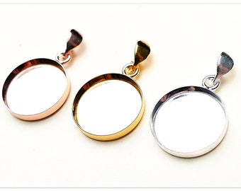 14 mm runt silvercabochonhänge med ögla, ämnen i mynthänge i 925 sterlingsilver, äkta silvermynt, komponenter i hartsinfattning