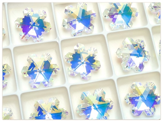 20mm Snowflake Crystal AB Solaris Kristall buntes Schneeflocken Kristall multicolor Anhänger mit einem Loch Regenbogen K9 Glas Kristall