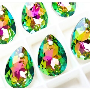 Pear Cut 16mm Vitrail Rose Solaris crystal multicolor drop pendant colorful K9 glass crystal rainbow crystal almond pendant