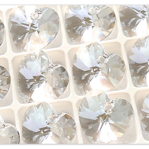 Swarovski 6228 Heart 14mm 18mm Crystal Moonlight  Swarovski white crystal Heart pendant with one hole