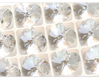 Swarovski 6228 Heart 14mm 18mm Crystal Moonlight  Swarovski white crystal Heart pendant with one hole