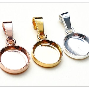 4mm Silber runde Cabochon Anhänger Schlaufe 925 Sterlingsilber Münzanhänger Rohlinge Rose Gold vergoldete Münzen Harz Fassung Komponenten