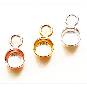 4 mm runda silvercabochonhängen, hängen i 925 sterlingsilver med mynt, äkta silvermynt, hartsinfattning, smyckeskomponenter i gjutna hartser bild 1