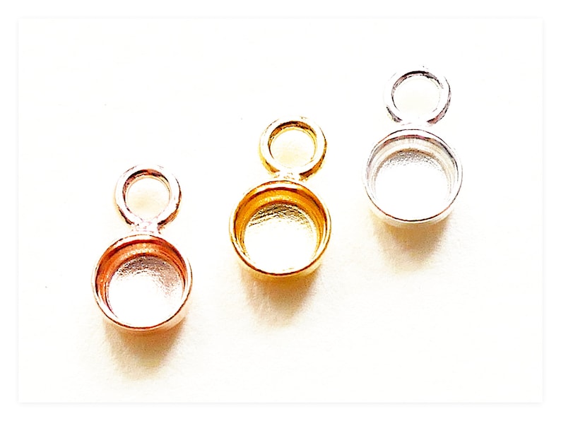 4 mm runda silvercabochonhängen, hängen i 925 sterlingsilver med mynt, äkta silvermynt, hartsinfattning, smyckeskomponenter i gjutna hartser bild 1