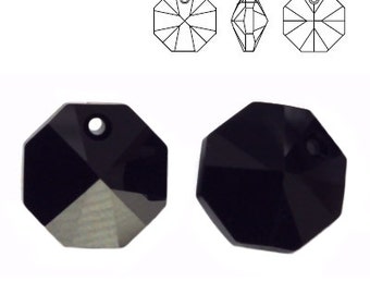 Swarovski 6401 Octagon Jet Swarovski Oktagon Swarovski Achteck Schwarzes Kristall schwarzer Stein geometrisches Kristall 12mm 14mm