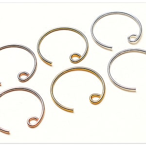 Oorhaakjes van sterling zilver, ronde oorveren, vishaakjes, 925 zilveren klapsluitingen, 925 zilveren creolen, oorhaakjes van 15 mm, grote oorhaakjes, oorbelelementen