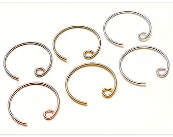 Ganci per orecchini in argento sterling, molle rotonde per orecchini, ganci a pesce, chiusure a leva in argento 925, orecchini a cerchio in argento 925, ganci per orecchini da 15 mm, ganci per orecchini grandi, elementi per orecchini