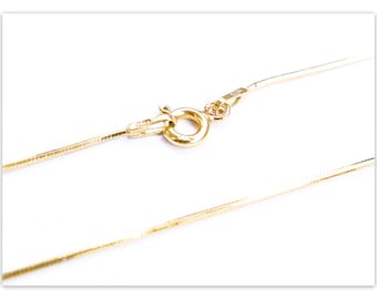 0.9mm snake 24K yellow gold plated 925 silver chain 35cm 40cm 45cm 50cm 55cm 60cm 70cm solid silver necklace 14" 16" 18" 20" 22" 24" 28"