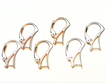 925 Silber Ohrhaken Sterlingsilber Brisuren für Swarovski Echtsilber Klappbrisuren 20mm Ohrring Elemente Rose Gold Komponenten für Ohrringe