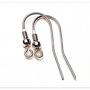 25mm Silver Ear Hook Sterling Silver Fish Hook Rose Gold Ear Hook Yellow Gold Plated 925 Earring Blanks Ear Hook with Ball and Spring Rose Gold pl. Silver