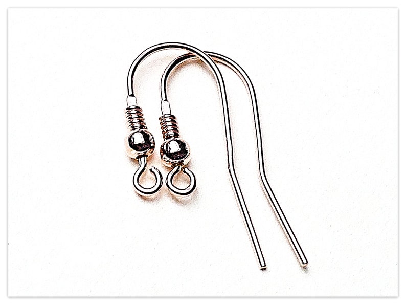 25mm Silver Ear Hook Sterling Silver Fish Hook Rose Gold Ear Hook Yellow Gold Plated 925 Earring Blanks Ear Hook with Ball and Spring Rose Gold pl. Silver