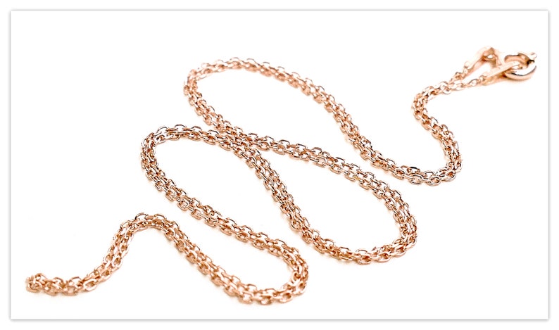 1mm Ankerkette Rose Gold vergoldete Silber Kette 925 Celebrity Kette 40cm 45cm 50cm 60cm 70cm Sterlingsilber Halskette Echtsilber Kette Bild 3