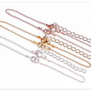 18cm 1mm Silber Anker Armband Basis mit Verlängerung Rose Gold vergoldetes Armreif Rohling mit Biegeringen Schmuck Fassung Elemente 13cm+5cm
