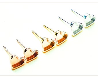 7mm Silber Herz Ohrstecker Harz Rohlinge Sterlingsilber Stecker für Gießharze Rose Gold vergoldete Herzen Ohrring Komponenten