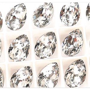 Swarovski 6433 Pear Cut 11.5mm Crystal Comet Argent Light Drop Crystal Silver Gray Stone Pendant with One Hole Jewelry Making