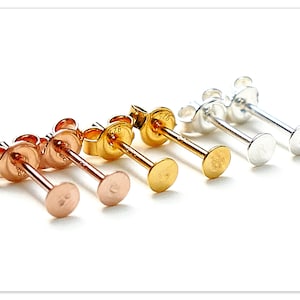 3mm 925 silver ear studs findings with plugs sterling silver stud earrings settings solid silver posts base for Swarovski components