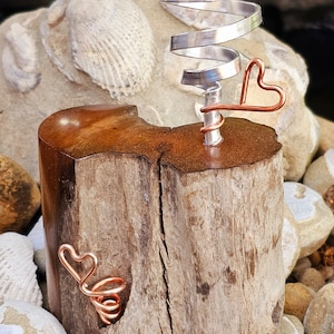 Driftwood, redwood, urns for ashes, keepsake urns, airplant holder, wire wrap, hearts, 5.5"×3.5×2.5", capacity 1 cubic inch