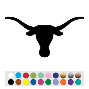 Vinyl Sticker Decal Texas Longhorns Bull Cow Horns Cattle Lone Star Flag DIY Sign Custom Personalized Gift Logo Shape