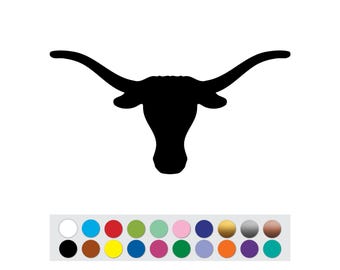 Vinyl Sticker Decal Texas Longhorns Bull Cow Horns Cattle Lone Star Flag DIY Sign Custom Personalized Gift Logo Shape