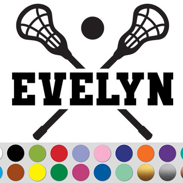 Lacrosse Stick Ball Player Sport Name Custom Text Personalized sign bumper sticker decal