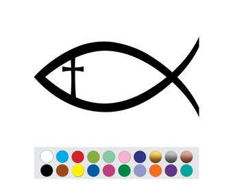 Vinyl Sticker Decal Christian Fish Jesus Christ Church Cross Faith Religion DIY Sign Custom Personalized Gift Logo Shape