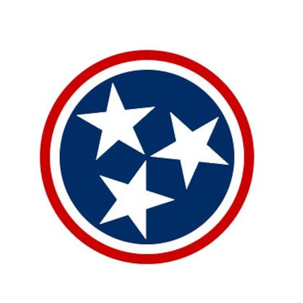 Tennessee Tristar Flag State American banner high grade vinyl bumper sticker decal