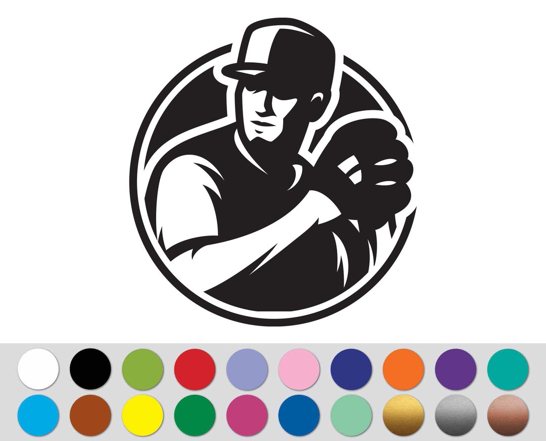 Baseball Pitcher Glove Hat Sport Sign Bumper Sticker Decal Etsy