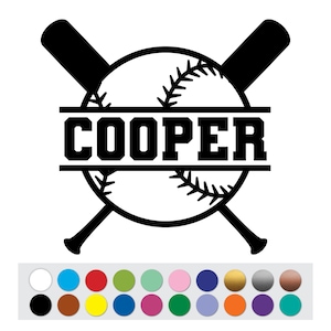 Vinyl Sticker Decal Baseball Bat Ball Player Sport Name Custom Text DIY Sign Custom Personalized Gift Logo Shape