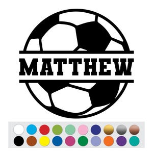 Vinyl Sticker Decal Soccer Ball Player Sport Name Custom Text