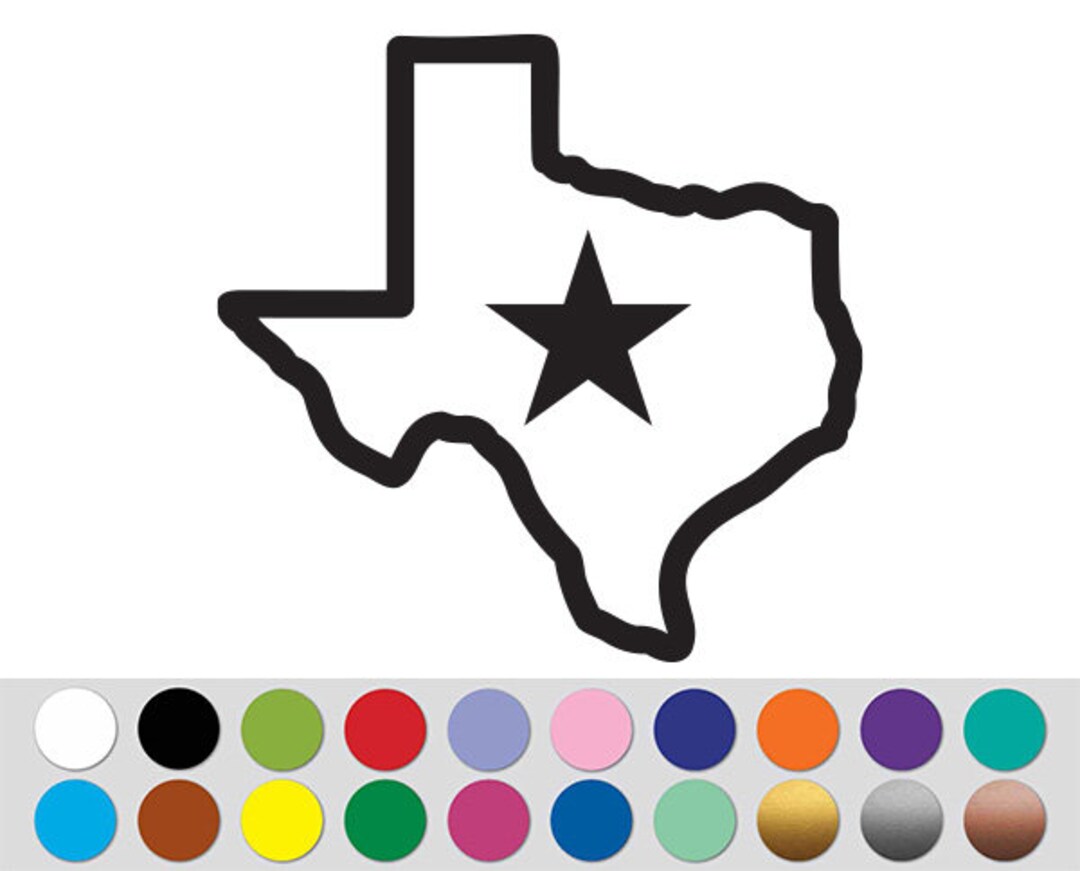Texas Outlined State TX Lone Star Flag Banner Map Sign Sticker Etsy