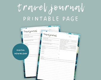 Travel Journal Printable Digital Download Page | Track Accommodations, Meals, Sleep Quality, Step Count, Weather, Mood, Highlights + More