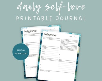 Daily Printable Self-love Journal + Planner | Self-care digital download, daily affirmations, gratitude journal, planner, habit tracker