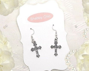 Cross Earrings, Cross Jewelry, Baptism Gift Girl, Cross Gift, Church Gift, Religious Gifts, First Communion Gift Girl, Cross Dangle Earrings