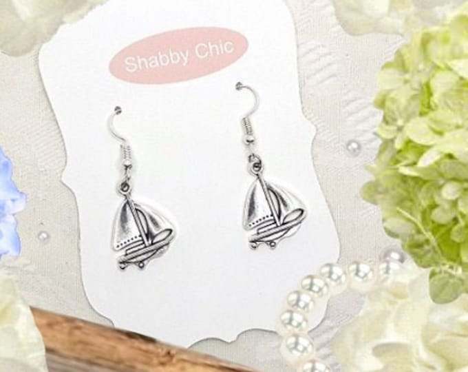 Boat Earrings, Sailboat Earrings, Sailing Gift, Nautical Earrings, Boating Gift, Nautical Gift, Sailor Gift, Anchor Gift, Gifts Under 5