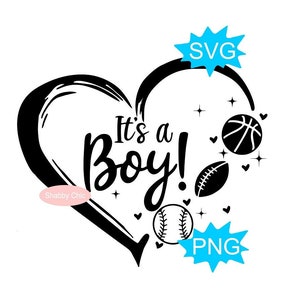 Its a Boy Svg, Sports Baby Shower Svg, Baby Shower Shirt Svg, Baby Shower Sports Theme, Sports Baby Shower Png, Baby Announcement Svg