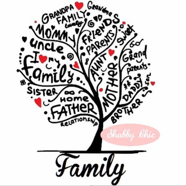 Family Tree SVG PNG WordArt Cricut Silhouette SVG Sublimation