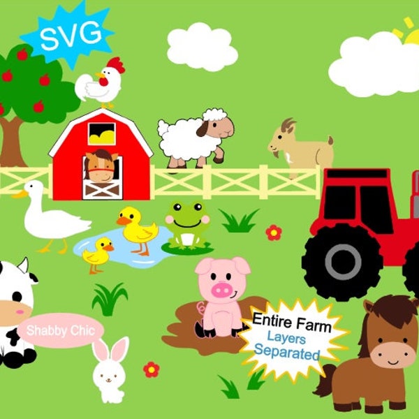 Farm SVG, Farm Animals Svg, Farm Animals Birthday, Farm Birthday Shirt Svg, Animals Svg Bundle, Farm Theme Birthday Svg, Farm Svg Bundle