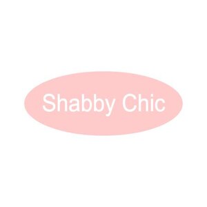 May include: A pink oval sticker with the text "Shabby Chic" in white.
