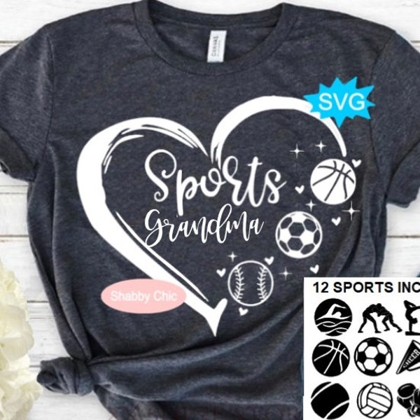 Sports Grandma Svg, 32 Sports Included, Sports Svg, Sports Shirt Svg, Grandma Sports Svg, Basketball Grandma Svg, Hockey Grandma Svg