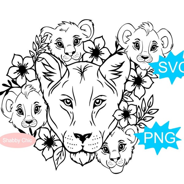 Lionne Svg, mère fils Svg, lionne et Cub Svg, Lion chemise Sublimation, Lion maman Svg, mère et fille Svg, Lion coupe Sublimation