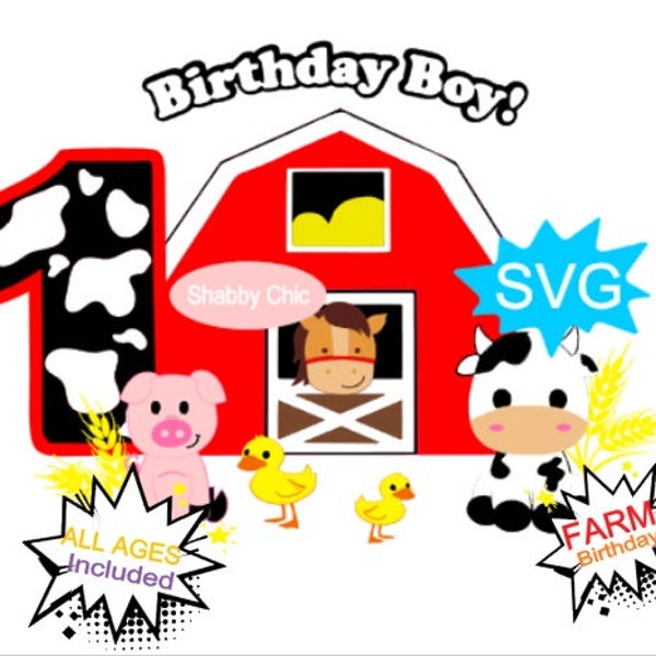 Farm SVG, Farm Animals Svg, Farm Animals Birthday, Farm Birthday Shirt Svg, Animals Svg Bundle, Farm Theme Birthday Svg, Farm Svg Bundle