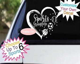Sports Grandma Decal, Grandma Decals For Cars, Grandma Car Sticker, Grandma Car Decal, Grandma Car Window Sticker, Sports Grandma Gift