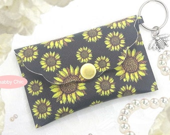 Sunflower Coin Pouch, Sunflowers Cards Wallet, Country Girl Gifts, Keychain, Cash and Cards Holder, Card Wallet Women, Small Card Wallet